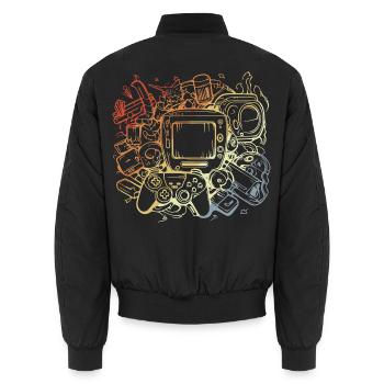 PC Spiele im Vintage Look - Unisex Bomberjacke - Schwarz - Hinten - AI Model Male 185 light (185cm)