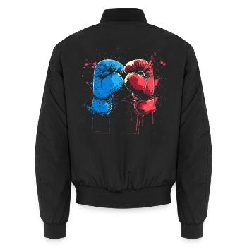 Kickboxhandschuhe Grafik - Unisex Bomberjacke - Schwarz - Hinten - AI Model Male 185 light (185cm)