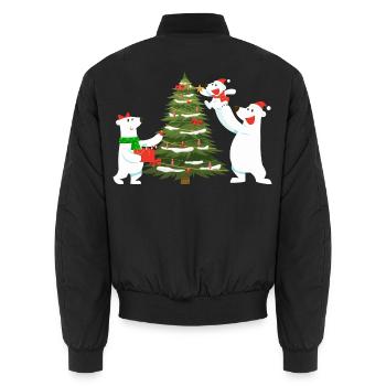 Eis-Weihnachtsbaumbären - Unisex Bomberjacke - Schwarz - Hinten - AI Model Male 185 light (185cm)