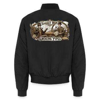 Classy_Men_Smoking_Pipes - Unisex Bomberjacke - Schwarz - Hinten - AI Model Male 185 light (185cm)