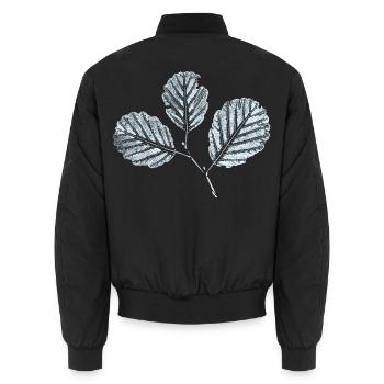 Erlenblatt / Blätter an Zweig der Schwarzerle  - Unisex Bomberjacke - Schwarz - Hinten - AI Model Male 185 light (185cm)