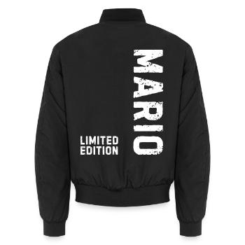 Mario Limited Edition Geburtstagsgeschenk - Unisex Bomberjacke - Schwarz - Hinten - AI Model Male 185 light (185cm)