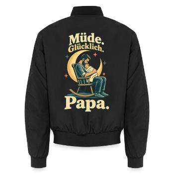 Frischgebackener Papa Schlafmangel Humor - Unisex Bomberjacke - Schwarz - Hinten - AI Model Male 185 light (185cm)