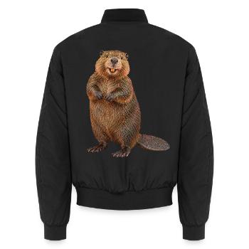 Biber - Unisex Bomberjacke - Schwarz - Hinten - AI Model Male 185 light (185cm)