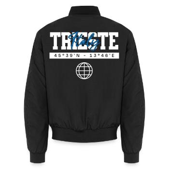 Triest Italien Koordinaten Reise Souvenir - Unisex Bomberjacke - Schwarz - Hinten - AI Model Male 185 light (185cm)