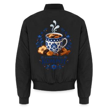 Angetrieben von Kompot Polish Christmas Folk Design - Unisex Bomberjacke - Schwarz - Hinten - AI Model Male 185 light (185cm)