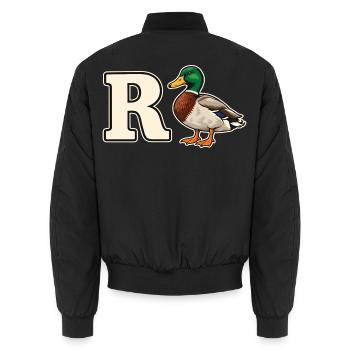 R Ente Lustiges Rentenmotiv - Unisex Bomberjacke - Schwarz - Hinten - AI Model Male 185 light (185cm)
