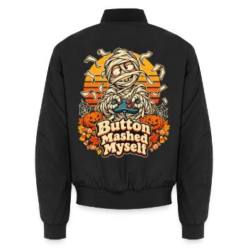 Halloween-Mumie Button Mashed Myself Gamer - Unisex Bomberjacke - Schwarz - Hinten - AI Model Male 185 light (185cm)