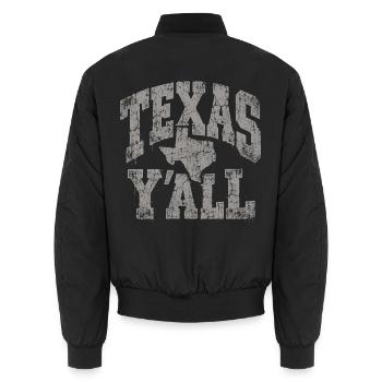 Texas Yall Distressed State Tee - Unisex Bomberjacke - Schwarz - Hinten - AI Model Male 185 light (185cm)