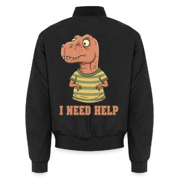 Lustiger T-Rex Short Arms Ich brauche Hilfe - Unisex Bomberjacke - Schwarz - Hinten - AI Model Male 185 light (185cm)