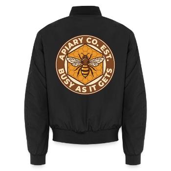 So beschäftigt wie es wird – Vintage-Bienenenabzeichen - Unisex Bomberjacke - Schwarz - Hinten - AI Model Male 185 light (185cm)