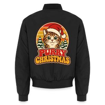 Purry Christmas Retro Katze Weihnachten - Unisex Bomberjacke - Schwarz - Hinten - AI Model Male 185 light (185cm)