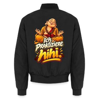 Gelassener Buddha mit Wortwitz - Unisex Bomberjacke - Schwarz - Hinten - AI Model Male 185 light (185cm)