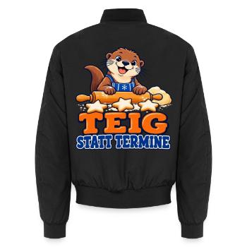 Teig statt Termine – Back-Otter mit Plätzchen - Unisex Bomberjacke - Schwarz - Hinten - AI Model Male 185 light (185cm)