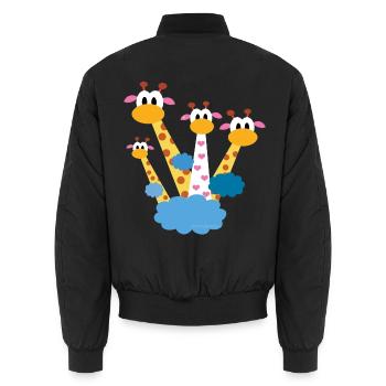 Fröhliche Giraffen über Wolken - Happy Giraffes - Unisex Bomberjacke - Schwarz - Hinten - AI Model Male 185 light (185cm)
