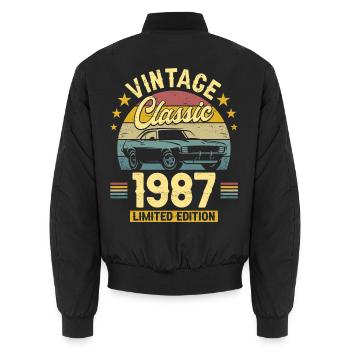 Oldtimer zum 40-jährigen Jubiläum 1987 - Unisex Bomberjacke - Schwarz - Hinten - AI Model Male 185 light (185cm)