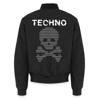 Techno-binäre Glyphen - Unisex Bomberjacke - Schwarz - Hinten - AI Model Male 185 light (185cm)