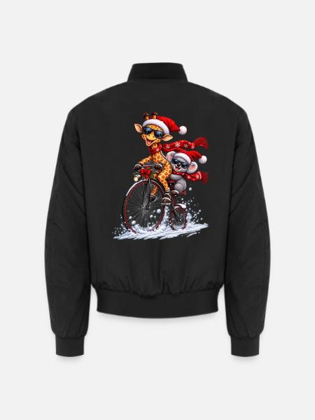 Festliche Penny Farthing Schneefahrt - Unisex Bomberjacke - Schwarz