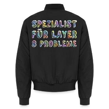 Spezialist Für Layer 8 Probleme Informatiker Admin - Unisex Bomberjacke - Schwarz - Hinten - AI Model Male 185 light (185cm)