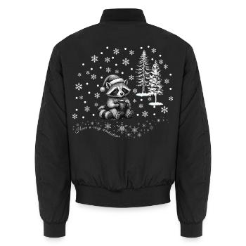 Waschbär Schnee /raccoon snowflakes Weihnachten - Unisex Bomberjacke - Schwarz - Hinten - AI Model Male 185 light (185cm)