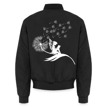 Schmetterlingdesign Pusteblumen Wiese Herzen Feen - Unisex Bomberjacke - Schwarz - Hinten - AI Model Male 185 light (185cm)