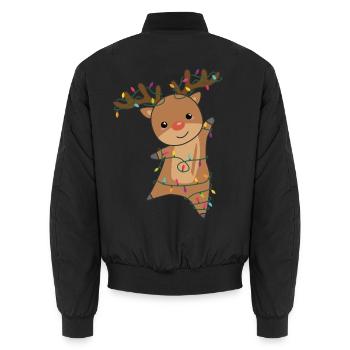 Rentier fröhliche Weihnachten Winter Tiere Hirsch - Unisex Bomberjacke - Schwarz - Hinten - AI Model Male 185 light (185cm)