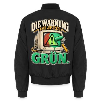 Warnung in Grün - Unisex Bomberjacke - Schwarz - Hinten - AI Model Male 185 light (185cm)