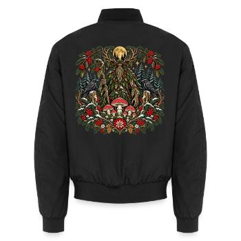 Weihnachtsleshy-Slawischer Waldgeistkranz - Unisex Bomberjacke - Schwarz - Hinten - AI Model Male 185 light (185cm)
