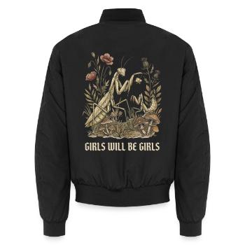 Girls Will Be Girls Gottesanbeterin Betende Mantis - Unisex Bomberjacke - Schwarz - Hinten - AI Model Male 185 light (185cm)