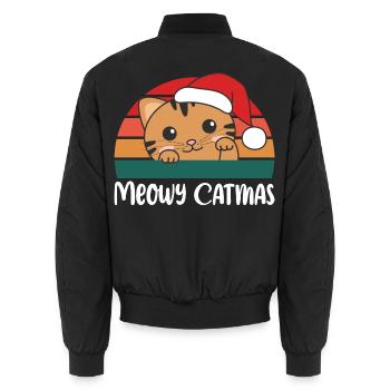 merry catmas lustige Katze Weihnachts Wortspiel - Unisex Bomberjacke - Schwarz - Hinten - AI Model Male 185 light (185cm)