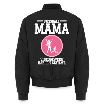 Fußball Mutter - Videobeweis? Hab ich gefilmt. - Unisex Bomberjacke - Schwarz - Hinten - AI Model Male 185 light (185cm)