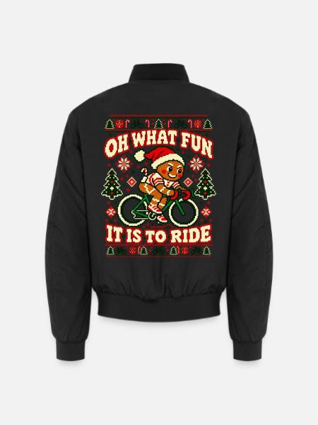 Weihnachten Rennrad Lebkuchenmann - Unisex Bomberjacke - Schwarz