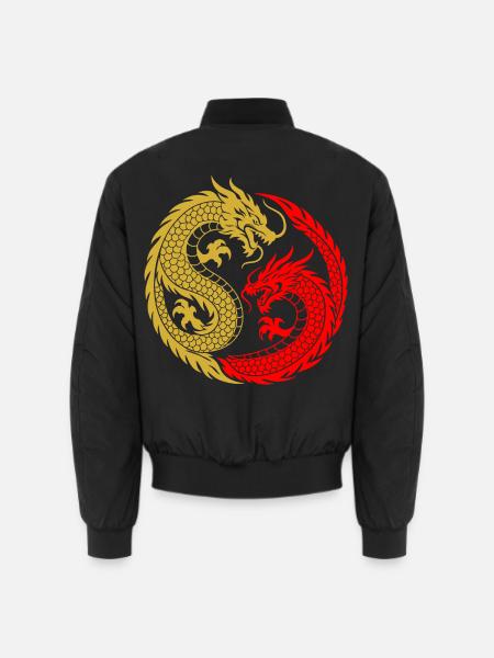 Yin-Yang-Chinesische Drachen-Silhouette - Unisex Bomberjacke - Schwarz