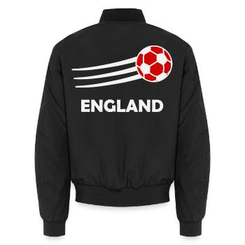 Englischer Fußballer mit Fußball – Fan Design - Unisex Bomberjacke - Schwarz - Hinten - AI Model Male 185 light (185cm)