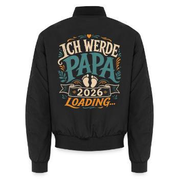 Ich werde Papa Werdender Vater - Unisex Bomberjacke - Schwarz - Hinten - AI Model Male 185 light (185cm)