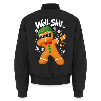 Well Shit Dabbing Gingerbread Man Funny Christmas - Unisex Bomberjacke - Schwarz - Hinten - AI Model Male 185 light (185cm)