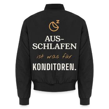 Aus-Schlafen für Konditoreien - Unisex Bomberjacke - Schwarz - Hinten - AI Model Male 185 light (185cm)