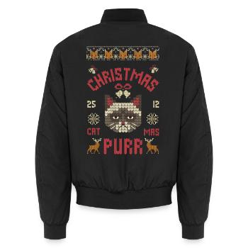 Ugly Christmas Katze - Unisex Bomberjacke - Schwarz - Hinten - AI Model Male 185 light (185cm)