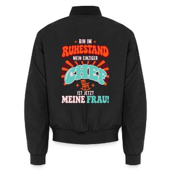 Bin im Ruhestand Rentner Geschenk - Unisex Bomberjacke - Schwarz - Hinten - AI Model Male 185 light (185cm)