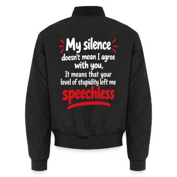 Sprachloser Comeback-Tee - Unisex Bomberjacke - Schwarz - Hinten - AI Model Male 185 light (185cm)
