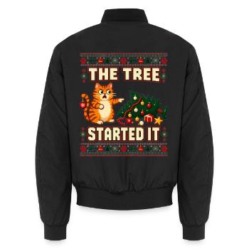 Weihnachten Katze Tannenbaum Chaos - Unisex Bomberjacke - Schwarz - Hinten - AI Model Male 185 light (185cm)