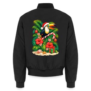 Festlicher Tukan im Paradies – tropisches Weihnachten - Unisex Bomberjacke - Schwarz - Hinten - AI Model Male 185 light (185cm)