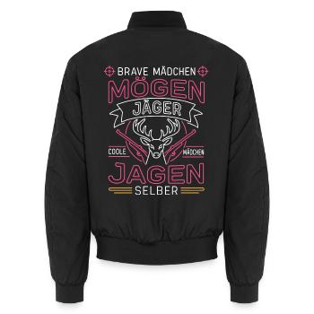 Jägerinnen Coole Mädchen Jagd - Unisex Bomberjacke - Schwarz - Hinten - AI Model Male 185 light (185cm)