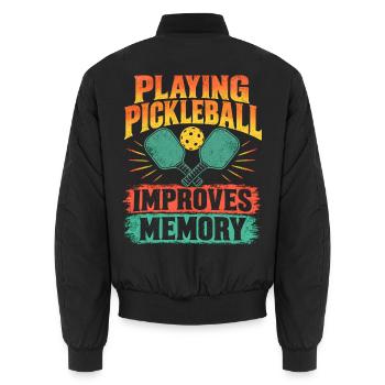 Pickleball zu spielen verbessert das Gedächtnis - Unisex Bomberjacke - Schwarz - Hinten - AI Model Male 185 light (185cm)