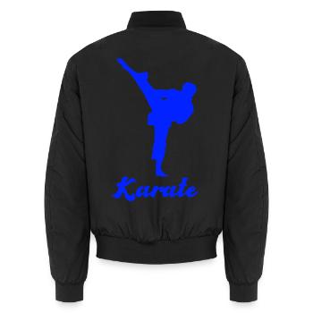 Karate Silhouette Blau - Unisex Bomberjacke - Schwarz - Hinten - AI Model Male 185 light (185cm)