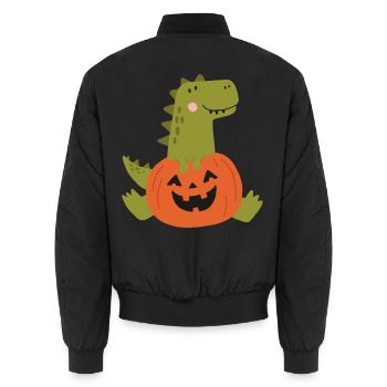 Dinosaurier-Kürbis-Halloween - Unisex Bomberjacke - Schwarz - Hinten - AI Model Male 185 light (185cm)