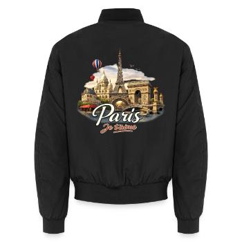 ✨ Lass dich von der Magie von Paris verführen! - Unisex Bomberjacke - Schwarz - Hinten - AI Model Male 185 light (185cm)