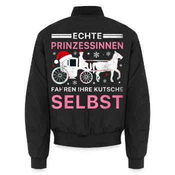 Echte Prinzessinnen Kutsche Weihnachten Pferd - Unisex Bomberjacke - Schwarz - Hinten - AI Model Male 185 light (185cm)