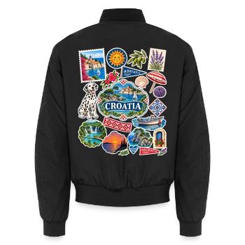 Kroatien Reisesticker - Unisex Bomberjacke - Schwarz - Hinten - AI Model Male 185 light (185cm)