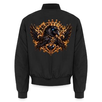Kronenrabe mit Herzschmuck - Unisex Bomberjacke - Schwarz - Hinten - AI Model Male 185 light (185cm)